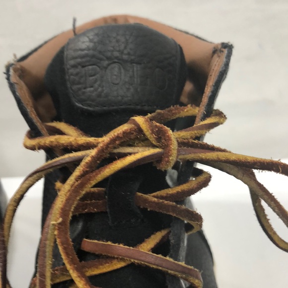 Polo Black Leather High-Top Sneakers Size 12D - Picture 3 of 8